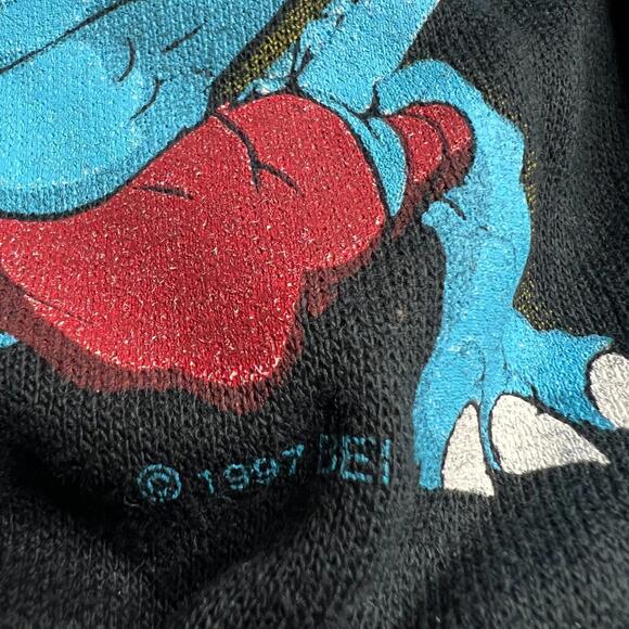 Vintage 1997 Extreme Dinosaurs Cartoon Sweatshirt Retro 90s Crewneck Black - Picture 8 of 10